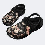 Vintage Butterfly Floral Print - Fur Lined Slippers/Sandals