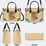 Traditional Tiger and Dragon Print - Leather Handbag