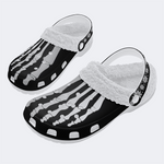 Skeleton Toes Skull Print - Fur Lined Slippers/Sandals