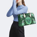 Green Plaid Death Moth - Leather Handbag