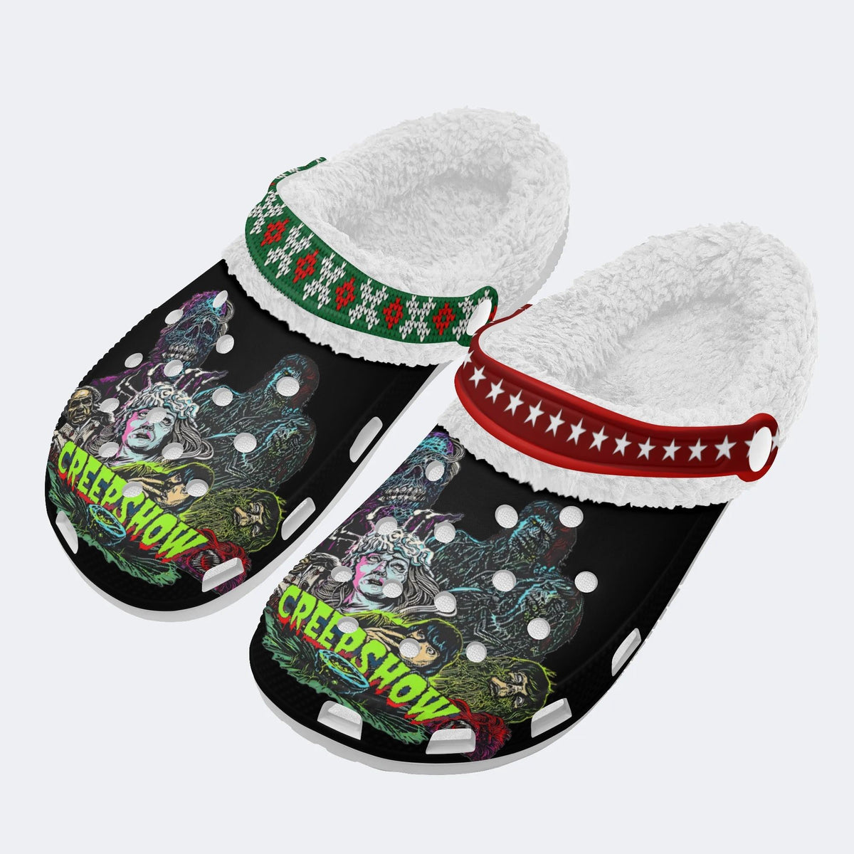 Horror Movie Vintage Print - Fur Lined Slippers/Sandals