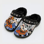 Irezumi Koi Fish and Cranes Print Fleece-Lined Clogs