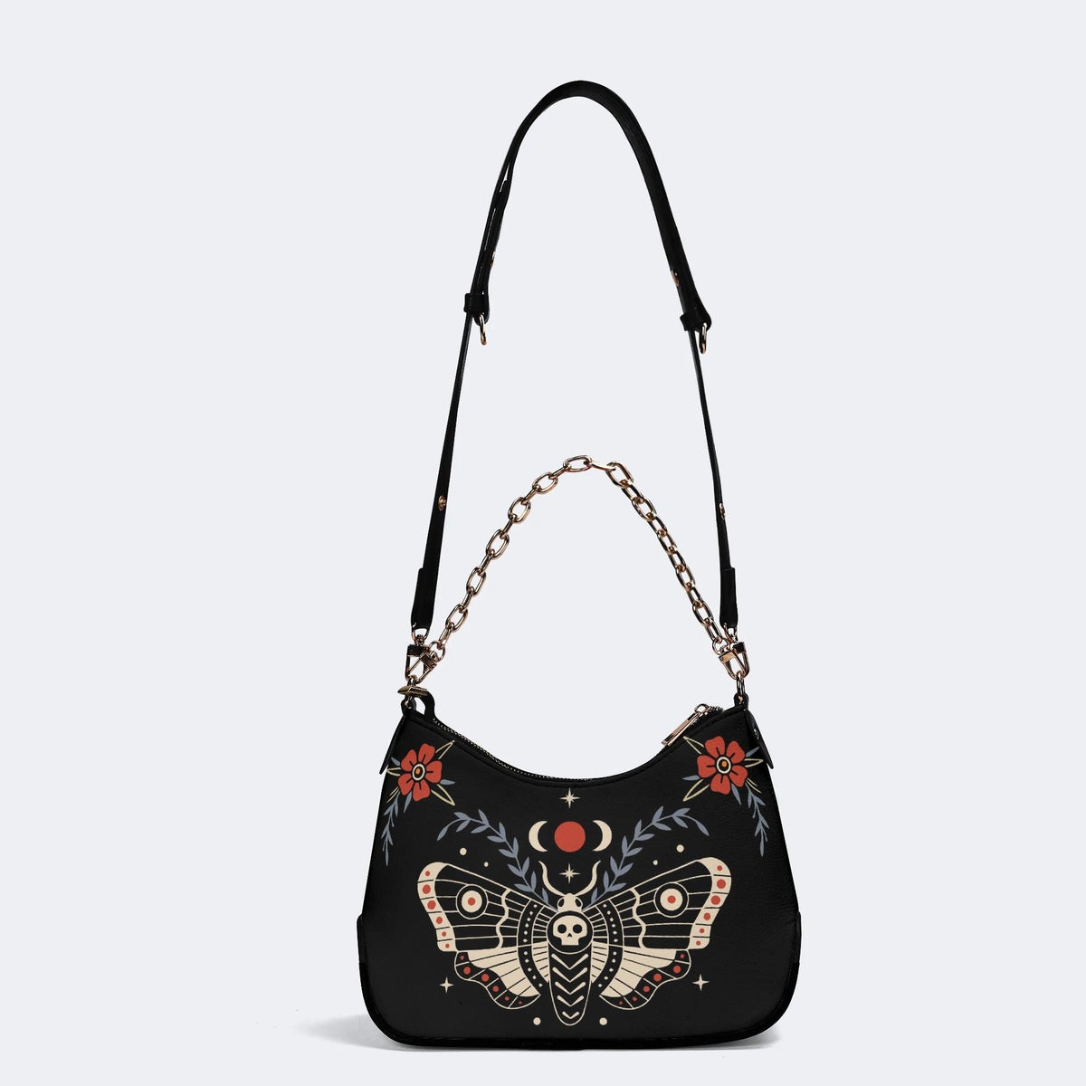 Red Spotted Death Moth - Leather Crossbody Bag