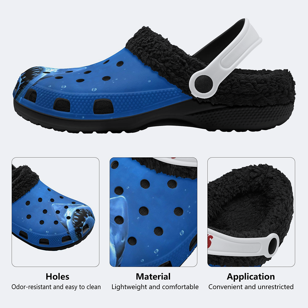 Quint's Shark Fishing Jaws Print - Fur Lined Slippers/Sandals