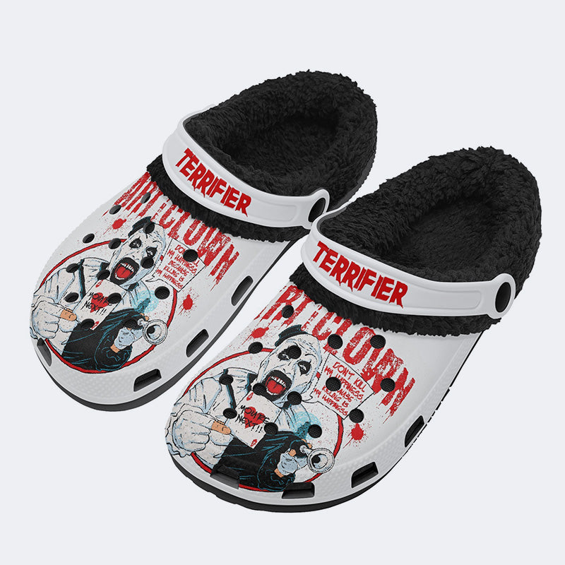 Unisex Horror Terrifier Print - Fur Lined Slippers/Sandals
