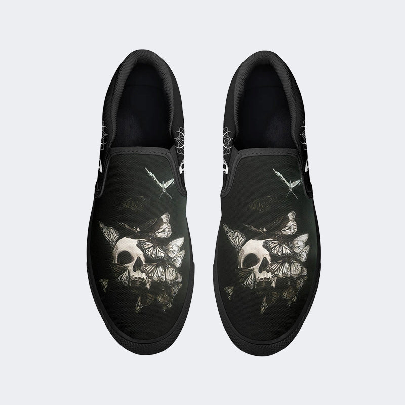 Surreal Death Moth&Skull - Slip On Shoes