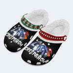 Horror Movie Vintage Graphic Print - Fur Lined Slippers/Sandals