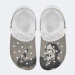Unisex Skull Print - Fur Lined Slippers