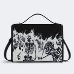 Horror Skull Print - Leather Satchel Bag