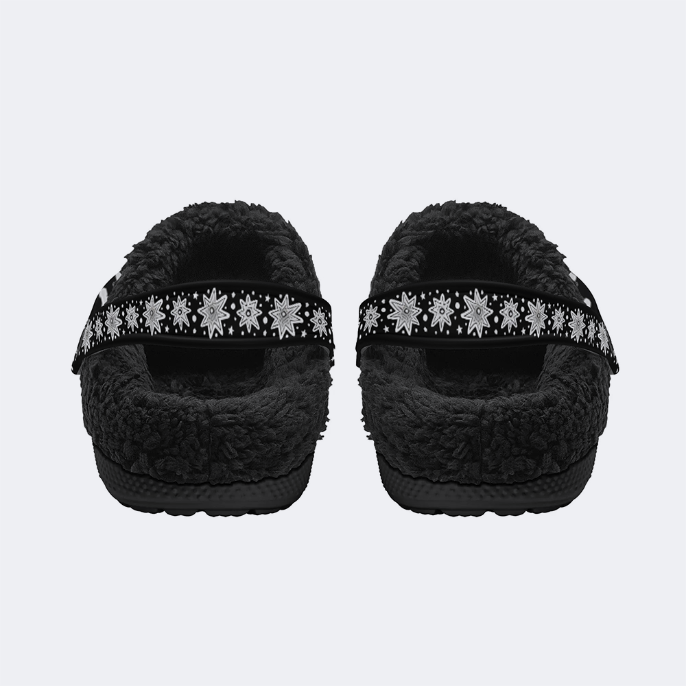 Skeleton Toes Skull Print - Fur Lined Slippers/Sandals