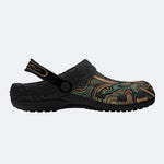 Psychedelic Mushroom Forest Retro Print Fleece-Lined Clogs