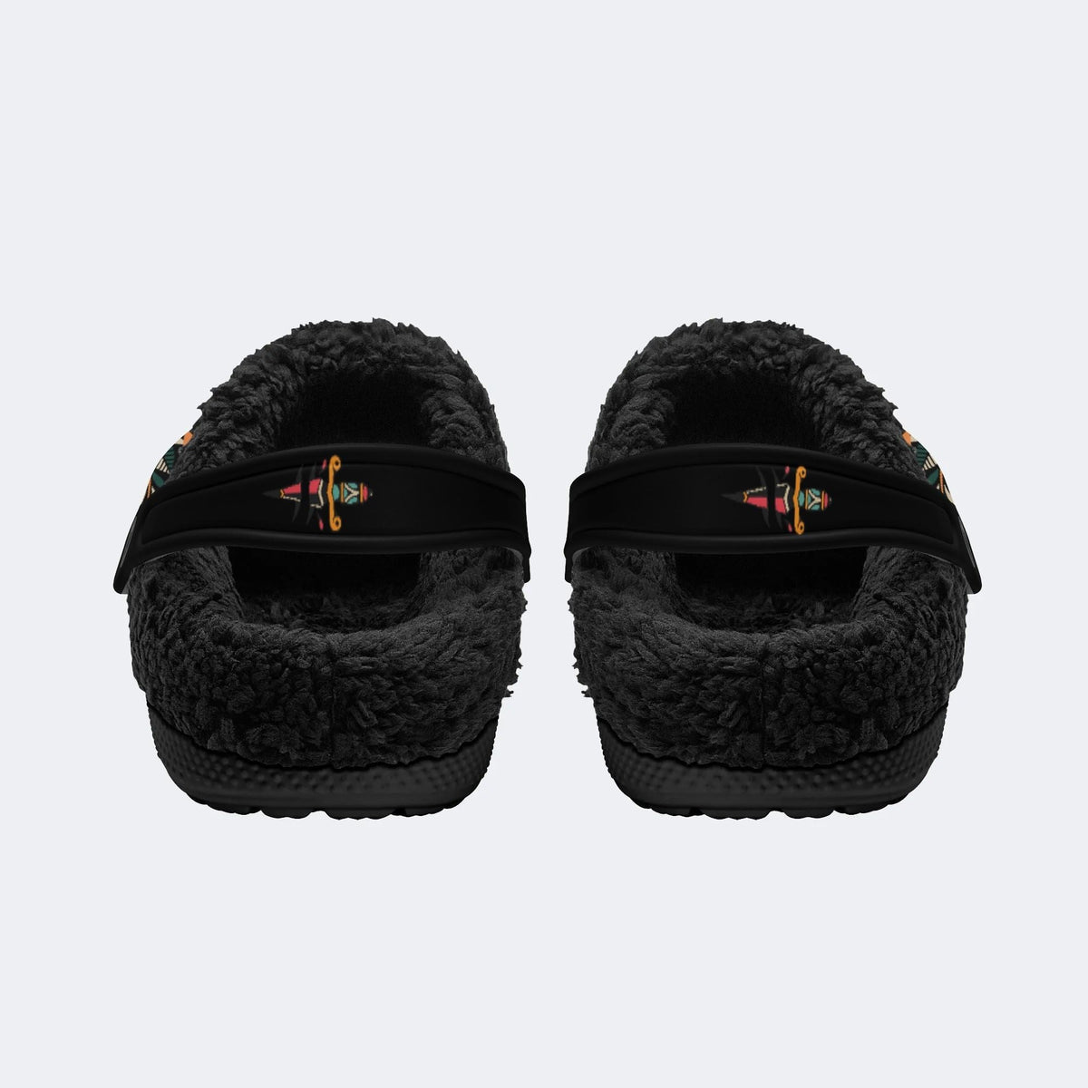 Death Moth Retro Print - Fur Lined Slippers/Sandals