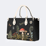 Starry Night Mushroom Moth Print - Leather Handbag