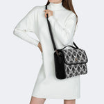 Retro Gothic Black Stripe Lace - Leather Satchel Bag