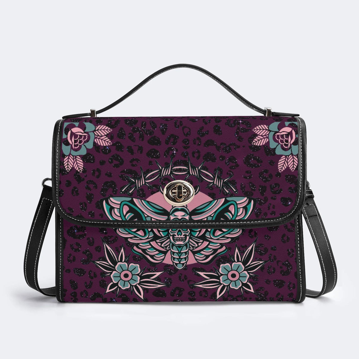 Death Moth Vintage Print - Leather Satchel Bag