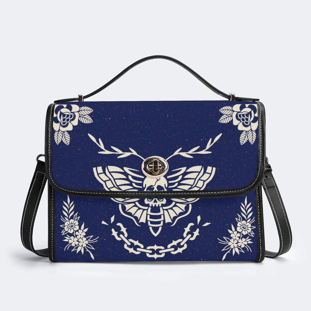 Classic Death Moth Vintage Print - Leather Satchel Bag