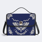 Classic Death Moth Vintage Print - Leather Satchel Bag