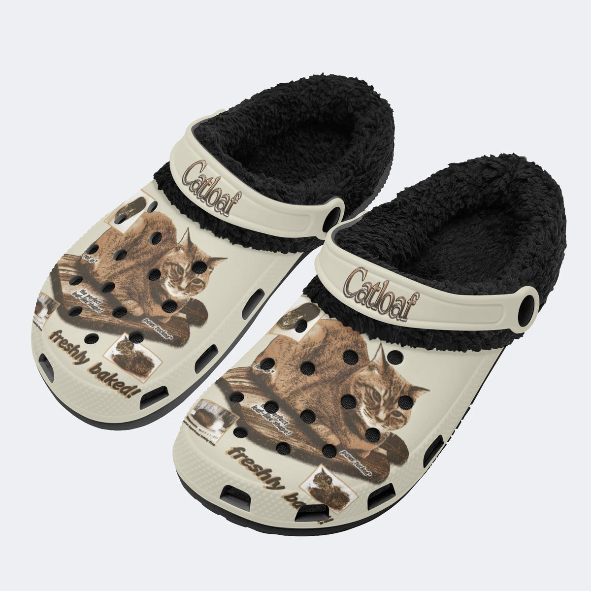 Cat Loaf Unisex Vintage - Fur Lined Slippers/Sandals