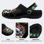 Christmas Skull Art Print - Fur Lined Slippers/Sandals