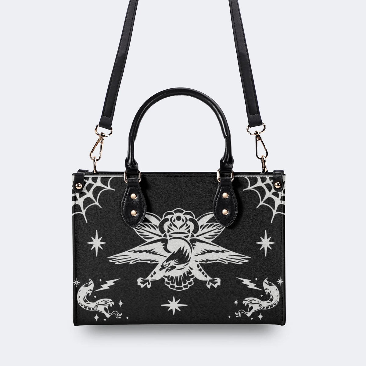 Gothic Eagle And Snake - Leather Handbag