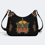 Death Moth On Sword Print - Leather Crossbody Bag