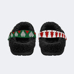 Christmas Skull Art Print - Fur Lined Slippers/Sandals