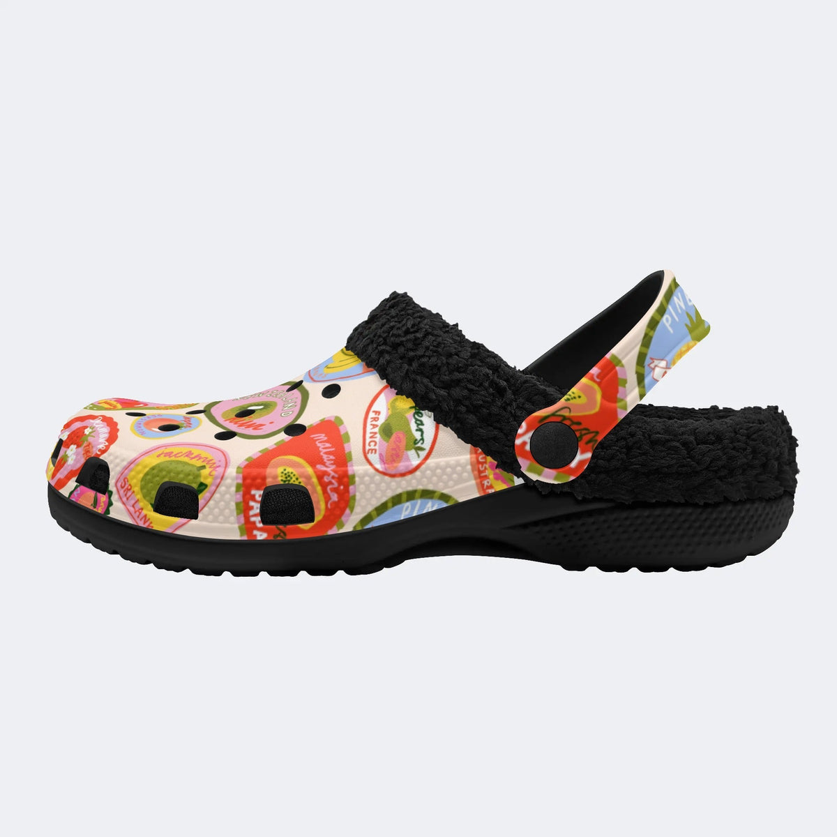 Fruit Fun Print - Fur Lined Slippers/Sandals