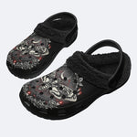 Cursed Seal Death Moth Print Fleece-Lined Clogs