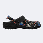 Irezumi Peonies and Cranes Print Fleece-Lined Clogs