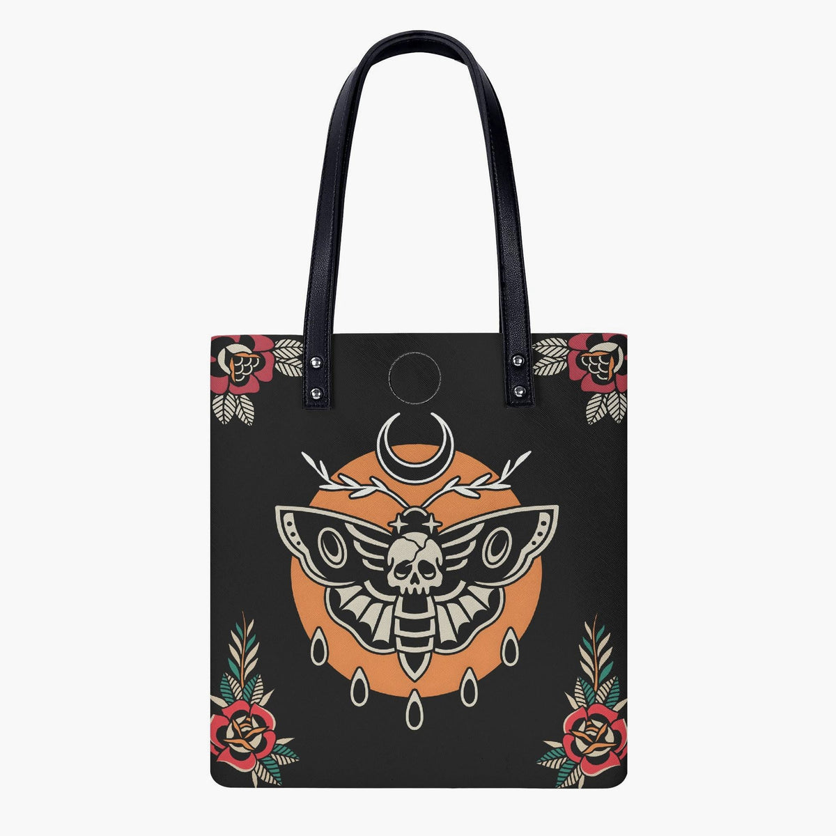Death Moth Vintage Print - Leather Handbag