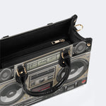 Vintage Radio Print - Leather Handbag