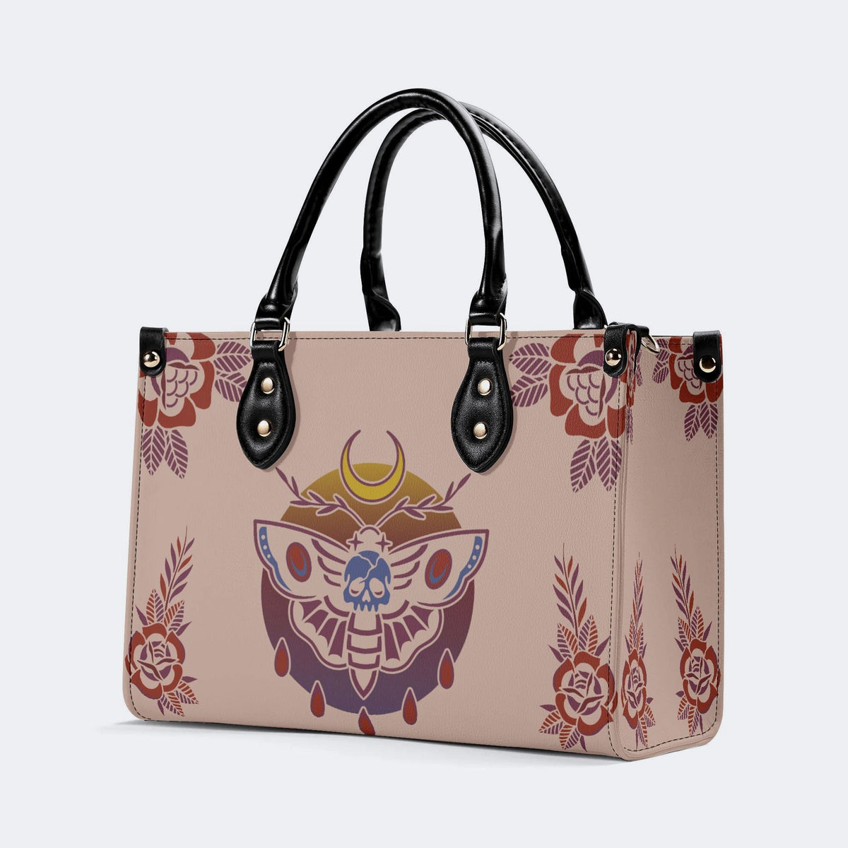 Death Moth Gradient Print - Leather Handbag
