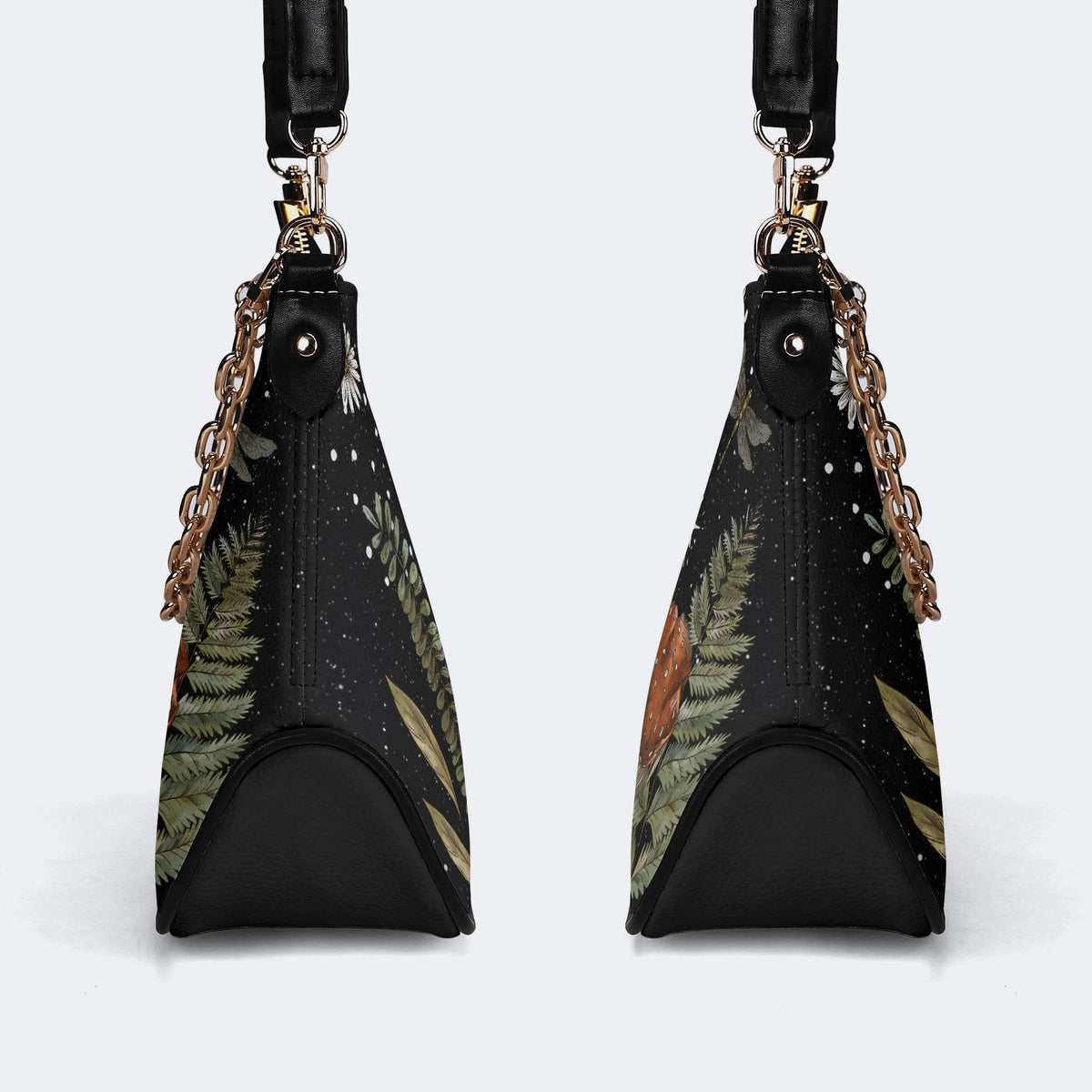 Starry Night Floral Moth Print - Leather Crossbody Bag