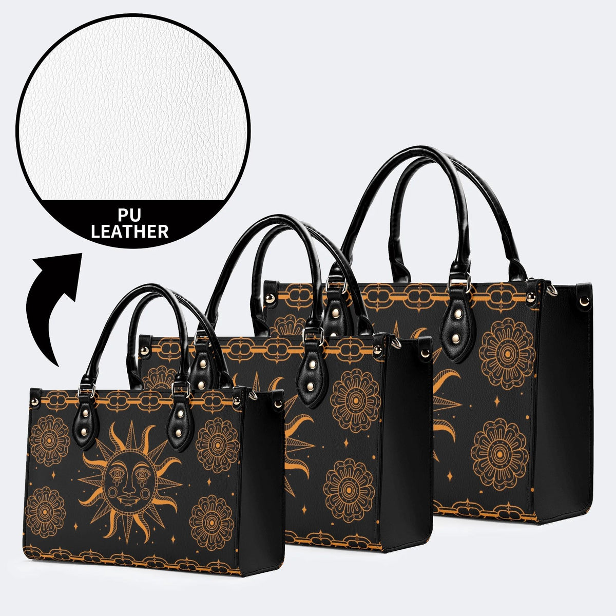 Retro Sun Print - Leather Handbag