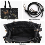 Starry Night Floral Moth Print - Leather Handbag