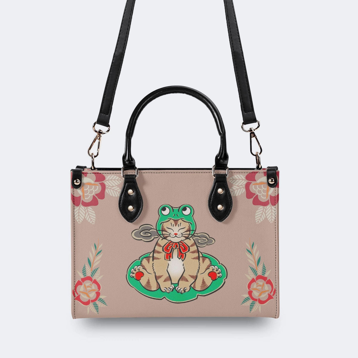 Lucky Cat Print - Leather Handbag