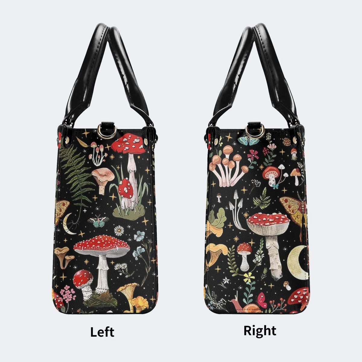 Starry Mushroom Print - Leather Handbag
