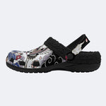 Irezumi Flowers and Cranes Print Fleece-Lined Clogs
