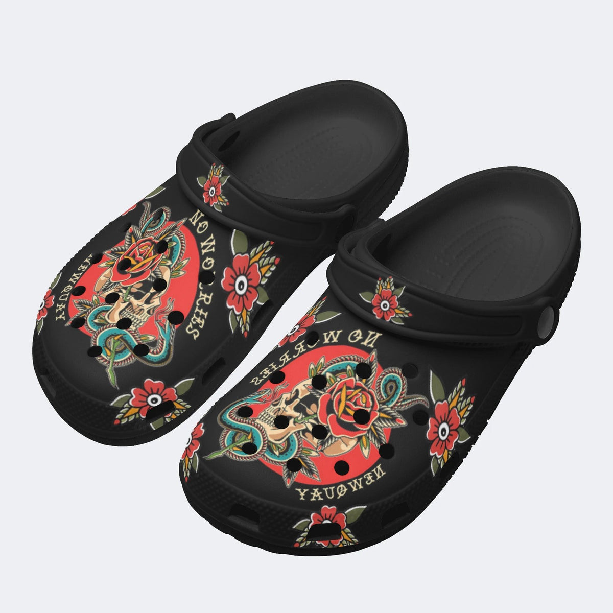 Skull And Snake Print - Slippers/Sandals