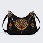 Traditional Bats Print - Leather Crossbody Bag