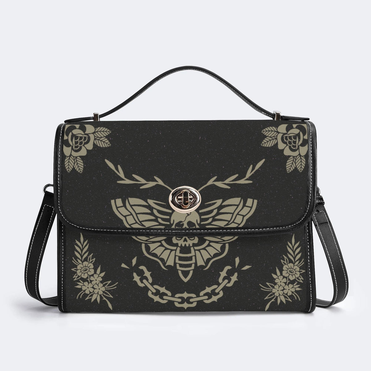 Classic Death Moth Vintage Print - Leather Satchel Bag