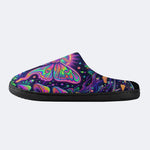 Flowing Color Psychedelic Moth Print Fleece-Lined Slippers