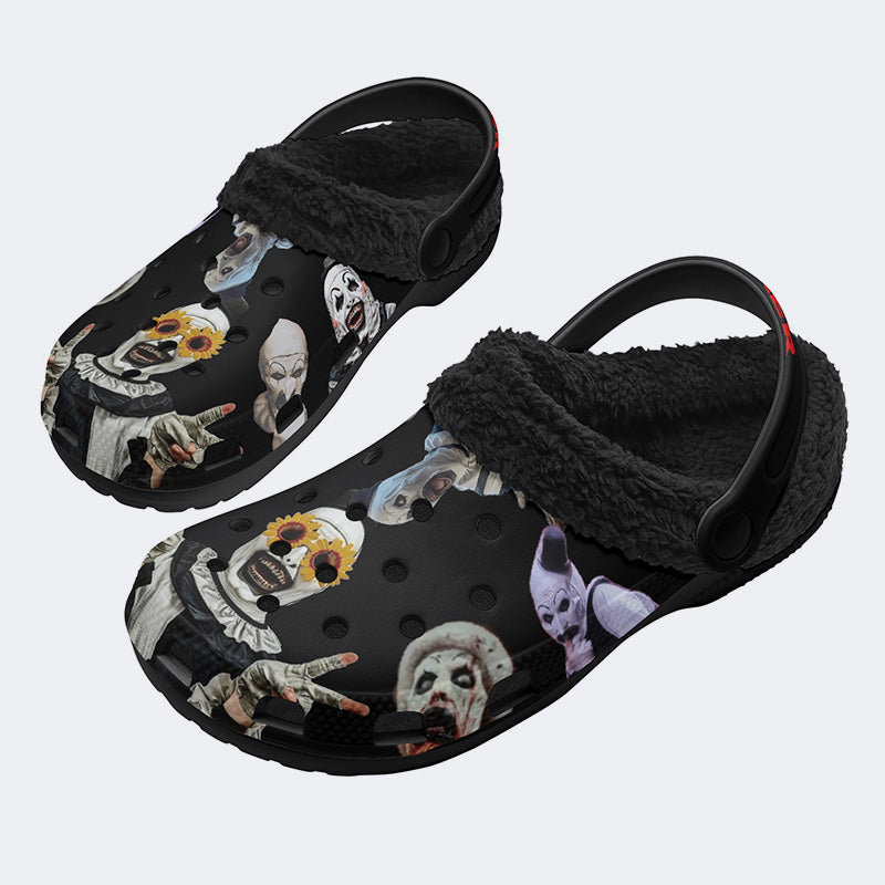 Unisex Horror Terrifier Print - Fur Lined Slippers/Sandals