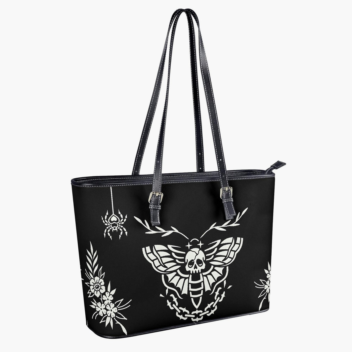 Death Moth Vintage Print - Leather Shoulder Bag