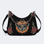 Death Moth Vintage Print - Leather Crossbody Bag