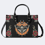 Death Moth Vintage Print - Leather Handbag