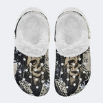 Retro Horror Skull Print - Fur Lined Slippers