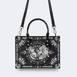 Tarot Skull Butterfly Print - Leather Handbag