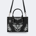 Death Moth Vintage Print - Leather Handbag