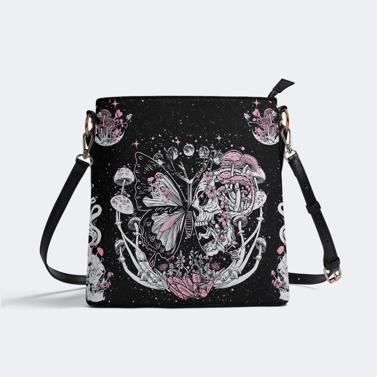 Tarot Skull Butterfly Print - Bucket Bag